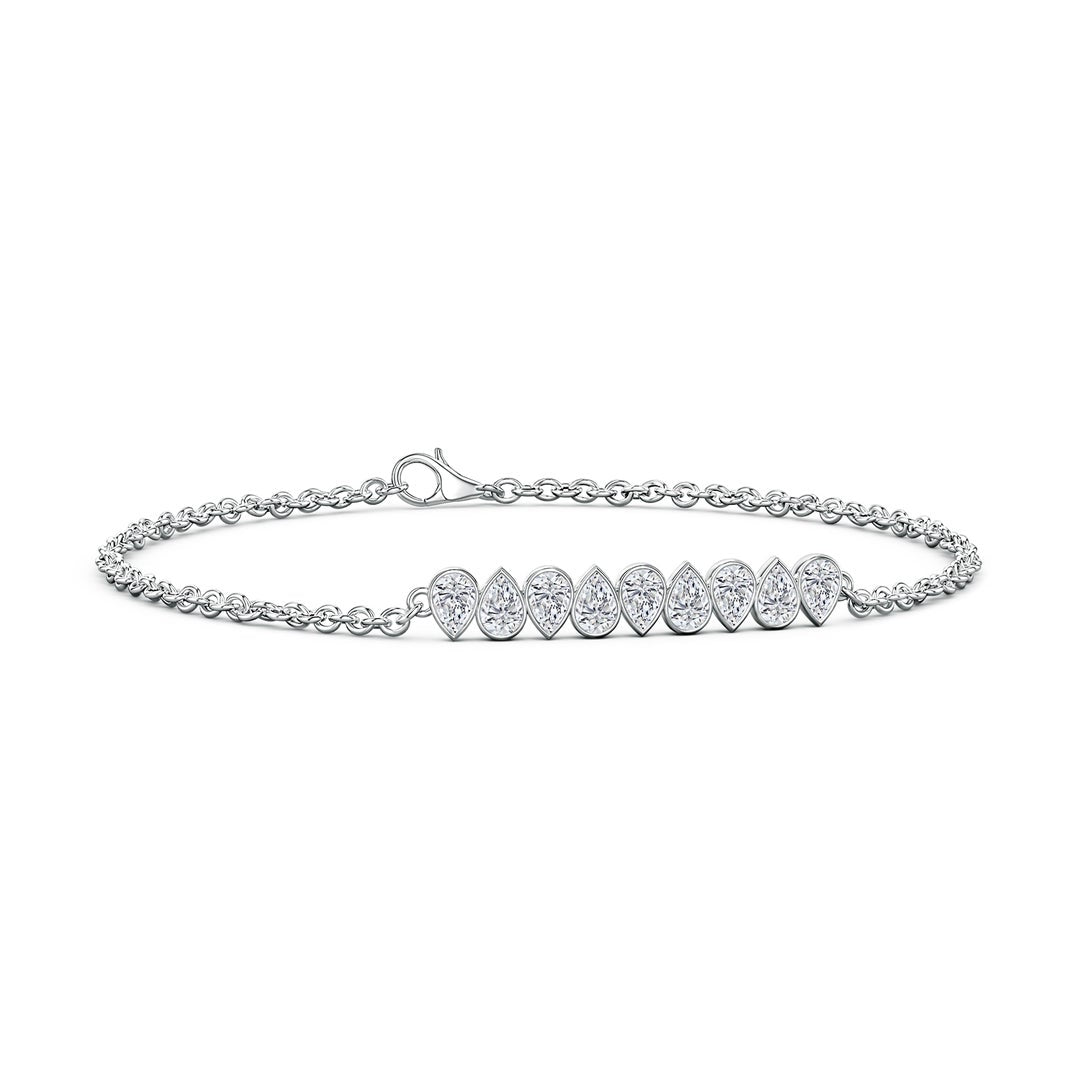 Modern Pear Moissanite Bezel-Set Chain Bracelet