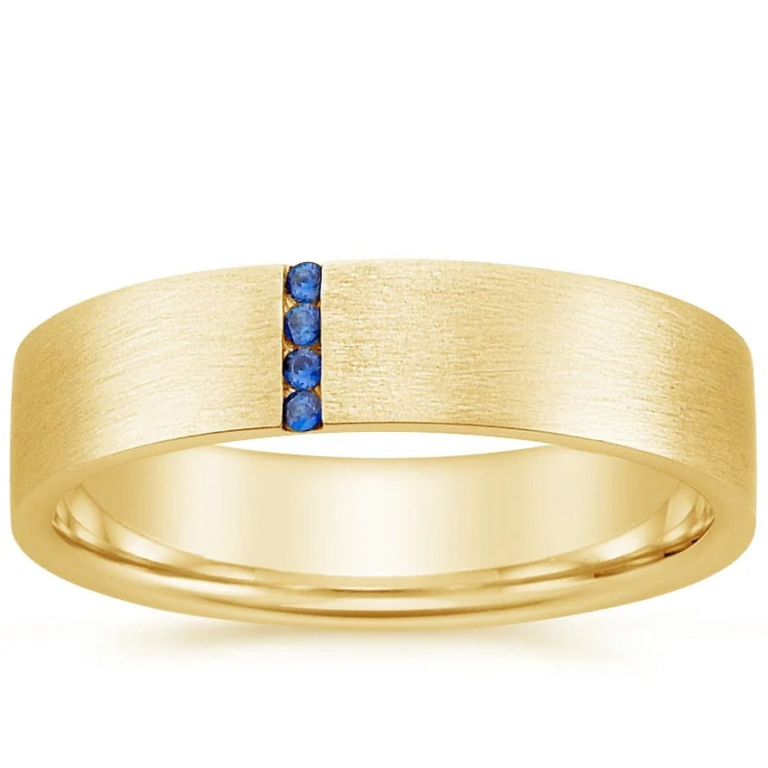 Modern Sapphire Channel Matte Wedding Band - 5.5 mm