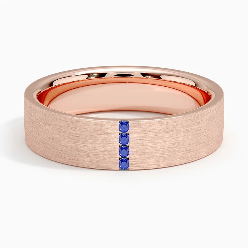 Modern Sapphire Channel Matte Wedding Band - 5.5 mm