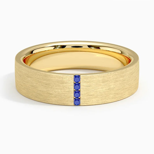Modern Sapphire Channel Matte Wedding Band - 5.5 mm