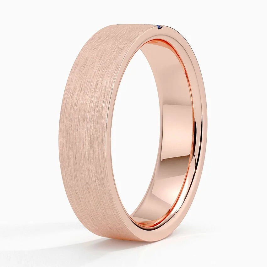 Modern Sapphire Channel Matte Wedding Band - 5.5 mm