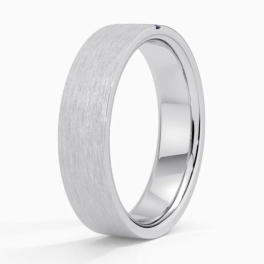 Modern Sapphire Channel Matte Wedding Band - 5.5 mm
