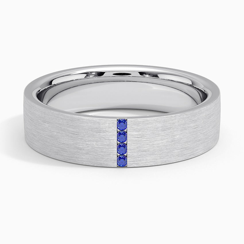 Modern Sapphire Channel Matte Wedding Band - 5.5 mm