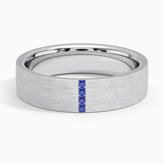 Modern Sapphire Channel Matte Wedding Band - 5.5 mm