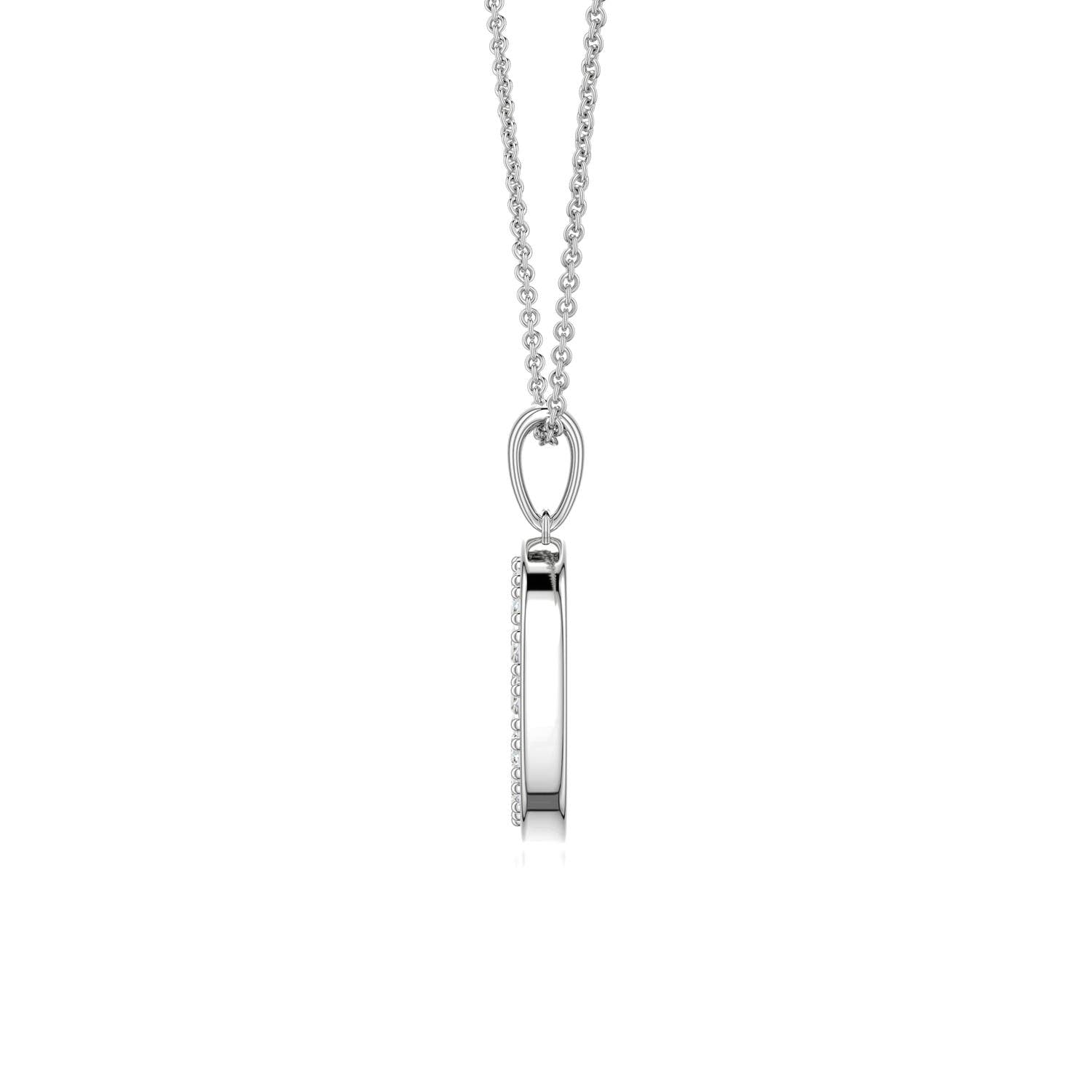 Moissanite Double Halo Circle Pendant Necklace