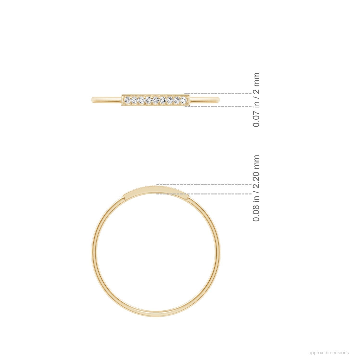 Moissanite Pavé Bar Stackable Band – 1.2 mm