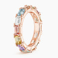 Multi-Color Emerald-Cut Lab Gemstone Eternity Wedding Band-3.2 mm