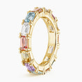 Multi-Color Emerald-Cut Lab Gemstone Eternity Wedding Band-3.2 mm
