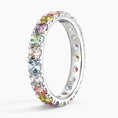 Multi-Color Round-Cut Lab Gemstone Eternity Wedding Band-3.2 mm
