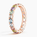 Multi-Color Round-Cut Lab Gemstone Eternity Wedding Band-3.2 mm
