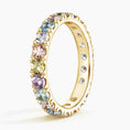 Multi-Color Round-Cut Lab Gemstone Eternity Wedding Band-3.2 mm