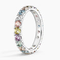 Multi-Color Round-Cut Lab Gemstone Eternity Wedding Band-3.2 mm