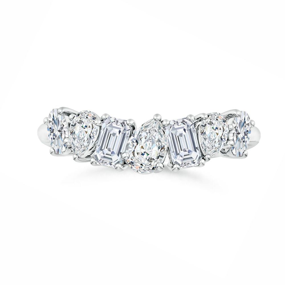 Multi-Shape Moissanite Contoured Wedding Band