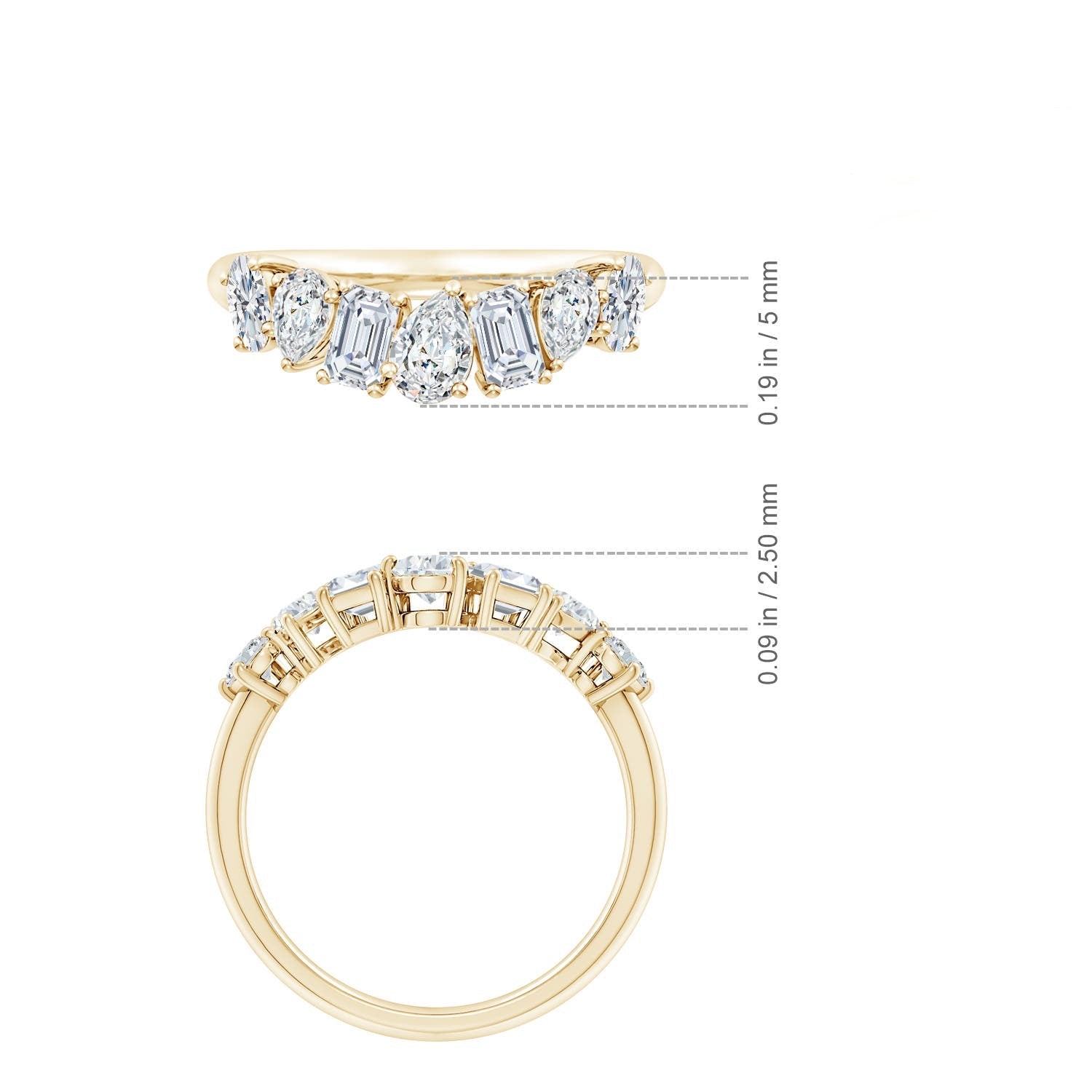 Multi-Shape Moissanite Contoured Wedding Band