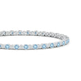 Ocean Blue Aquamarine with Moissanite Accents Illusion Tennis Bracelet