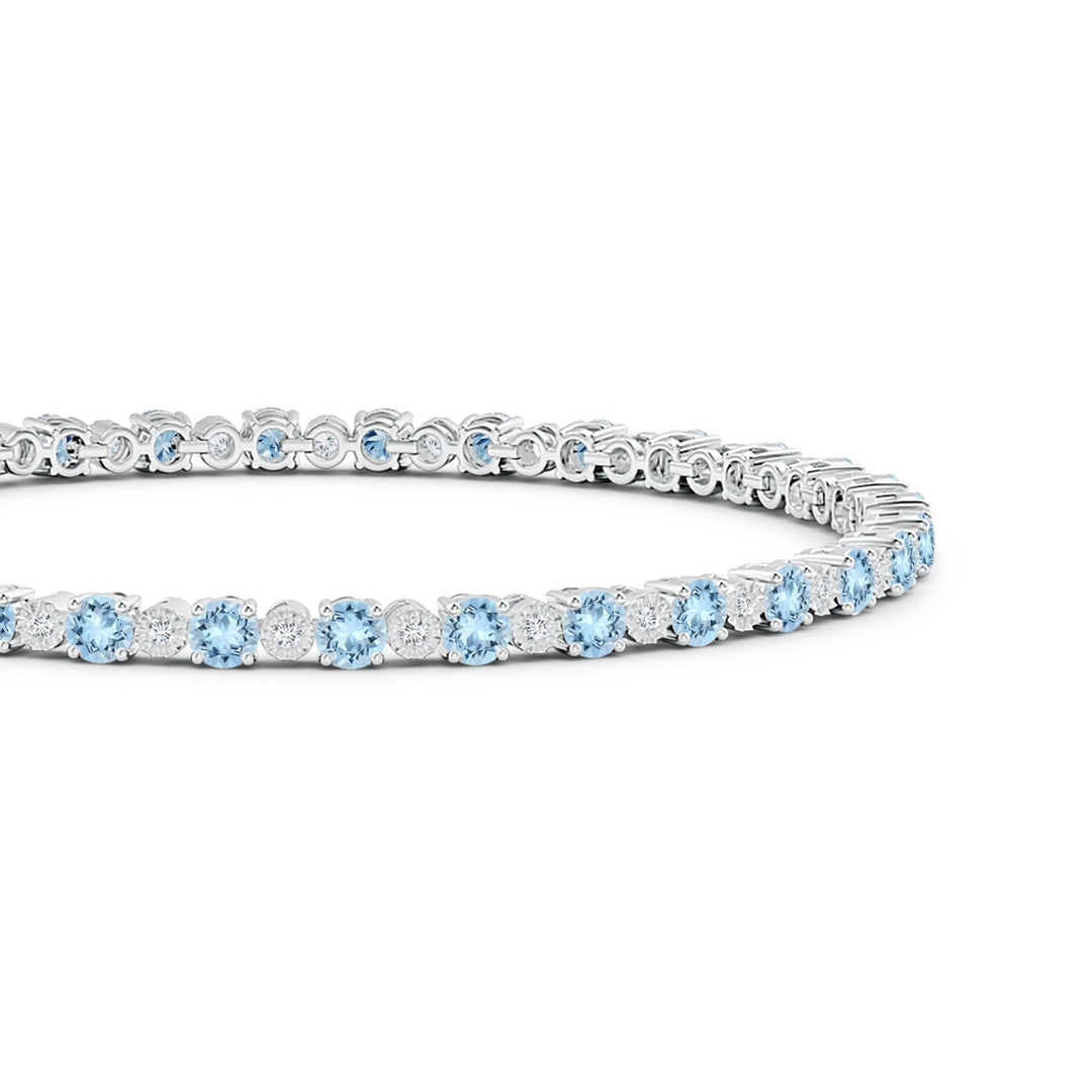 Ocean Blue Aquamarine with Moissanite Accents Illusion Tennis Bracelet