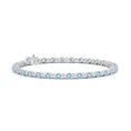 Ocean Blue Aquamarine with Moissanite Accents Illusion Tennis Bracelet