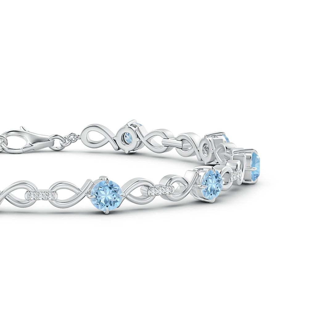 Ocean Mist Aquamarine Infinity with Moissanite Accents Bracelet