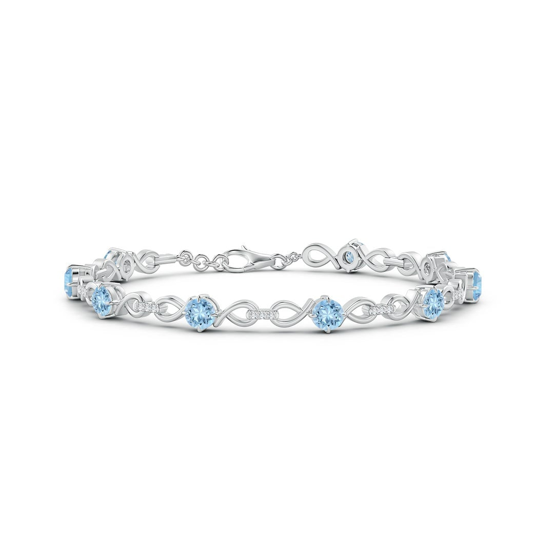 Ocean Mist Aquamarine Infinity with Moissanite Accents Bracelet