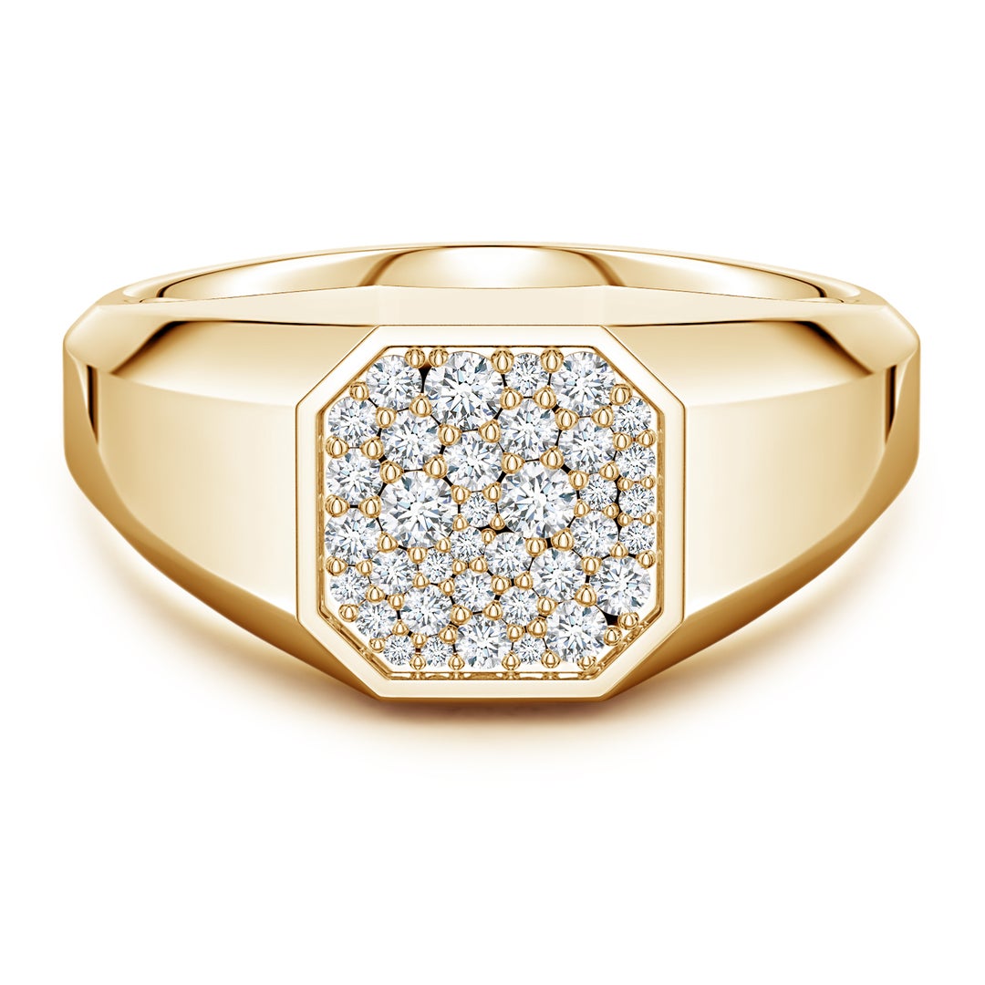 Octagon Pavé Moissanite Octagon Men's Signet Ring