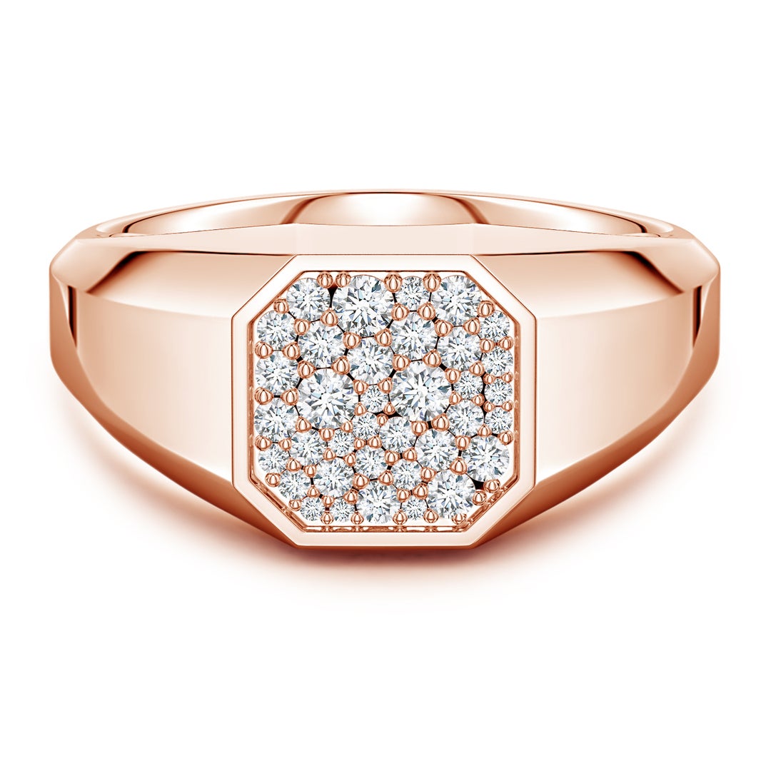 Octagon Pavé Moissanite Octagon Men's Signet Ring