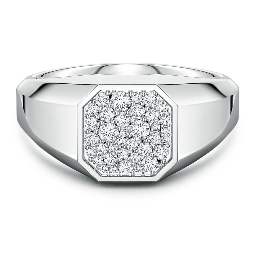 Octagon Pavé Moissanite Octagon Men's Signet Ring