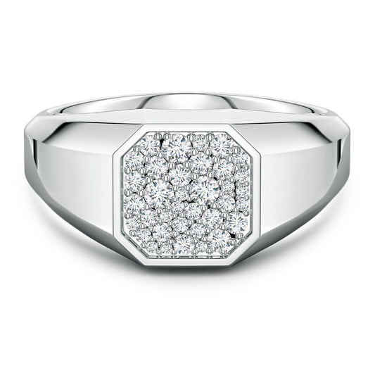 Octagon Pavé Moissanite Octagon Men's Signet Ring