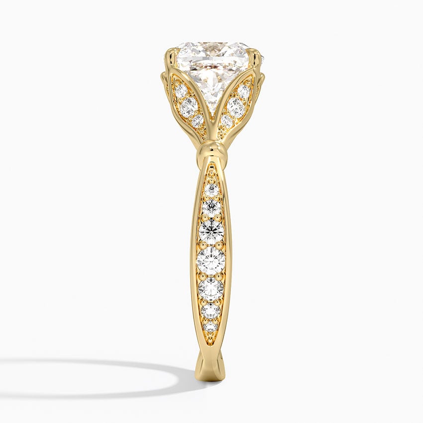 Old Mine Moissanite Floral Openwork Cathedral Engagement Ring