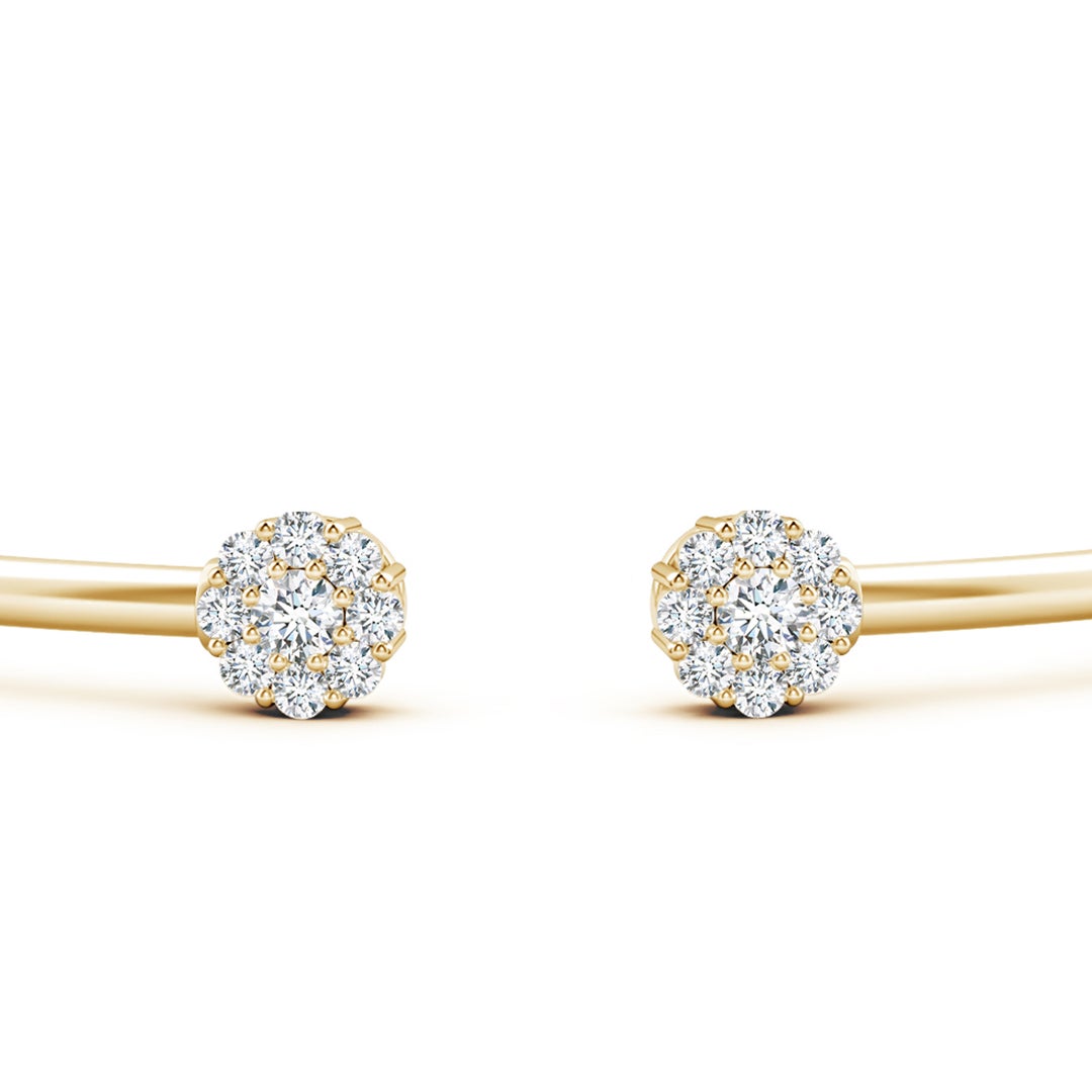 Open Flex Floral Cluster Moissanite Cuff Bracelet