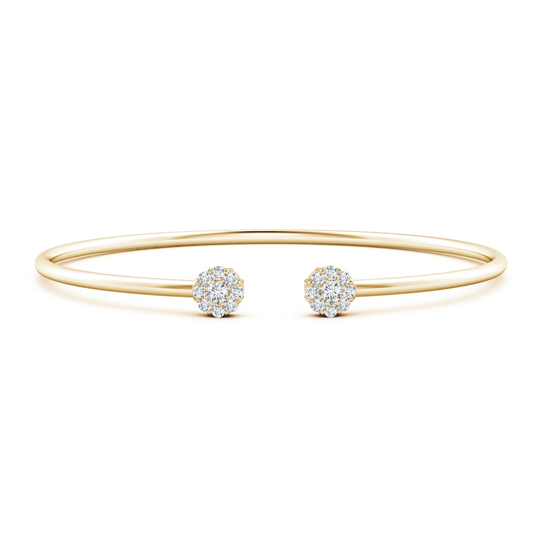 Open Flex Floral Cluster Moissanite Cuff Bracelet