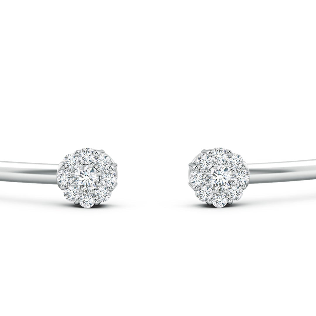 Open Flex Floral Cluster Moissanite Cuff Bracelet