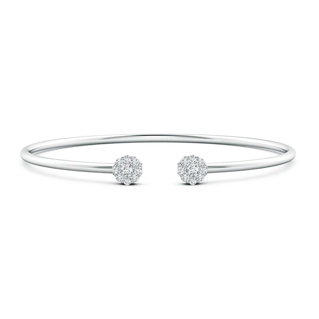 Open Flex Floral Cluster Moissanite Cuff Bracelet