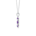 Oval Amethyst Open Circle with Moissanite Accents Pendant Necklace