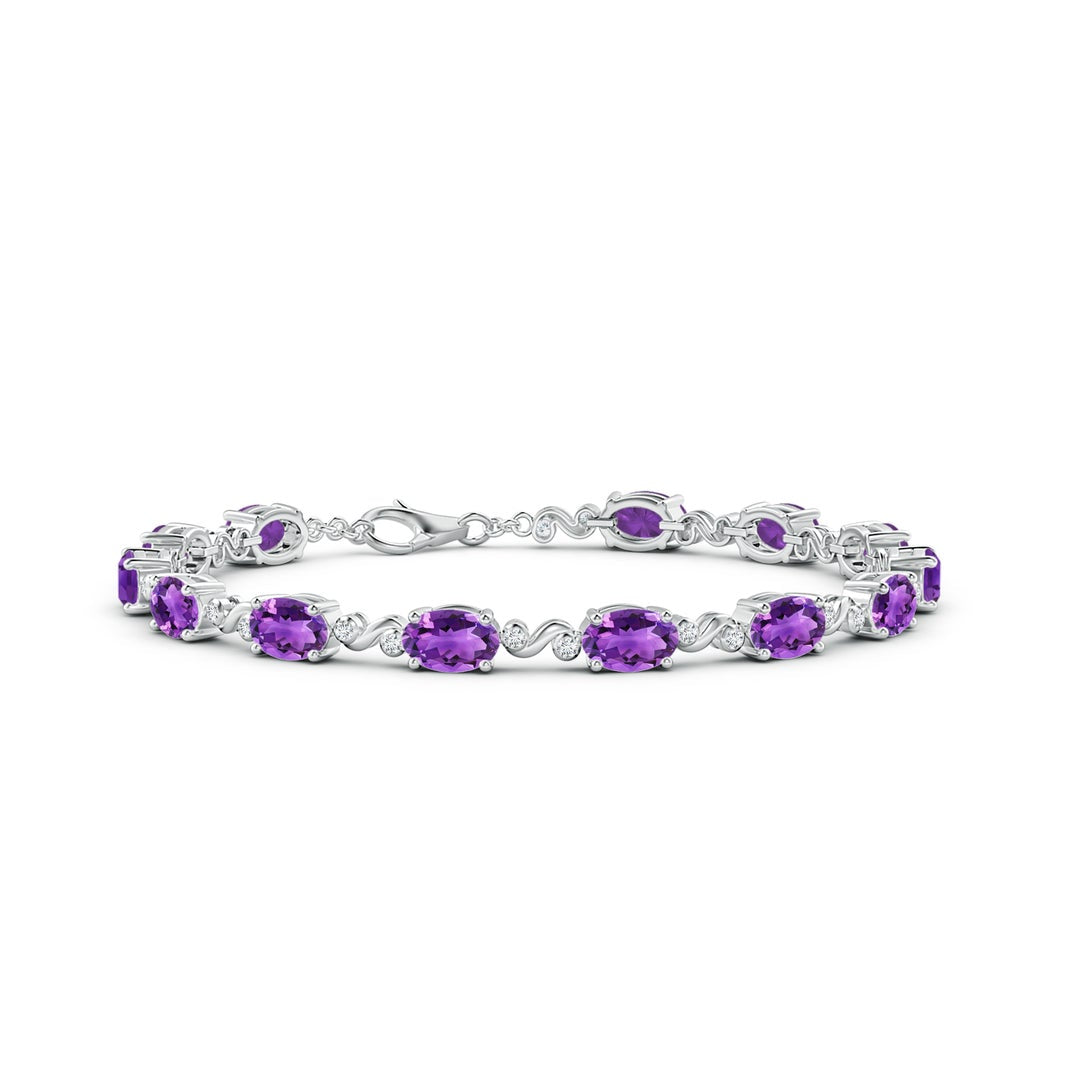Oval Amethyst Swirl with Moissanite Accents Chain Bracelet