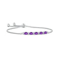 Oval Amethyst with Moissanite Accents Adjustable Tennis Bolo Bracelet