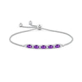 Oval Amethyst with Moissanite Accents Adjustable Tennis Bolo Bracelet