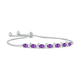Oval Amethyst with Moissanite Pavé Accents Adjustable Tennis Bolo Bracelet