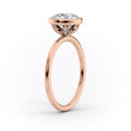 Oval Bezel Solitaire Lab-Grown Diamond Floral Gallery Engagement Ring