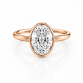 Oval Bezel Solitaire Lab-Grown Diamond Floral Gallery Engagement Ring