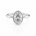 Oval Bezel Solitaire Lab-Grown Diamond Floral Gallery Engagement Ring