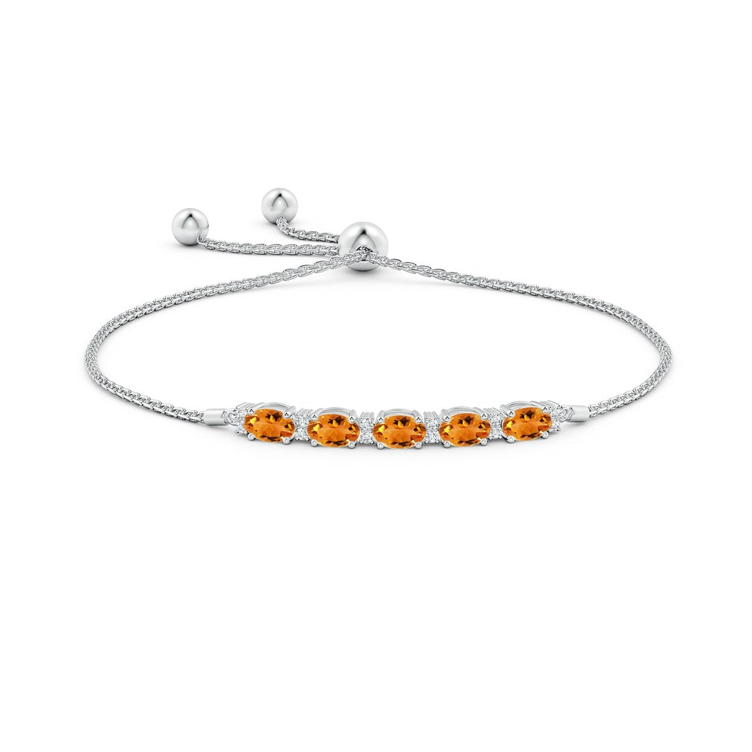 Oval Citrine with Moissanite Accents Adjustable Tennis Bolo Bracelet