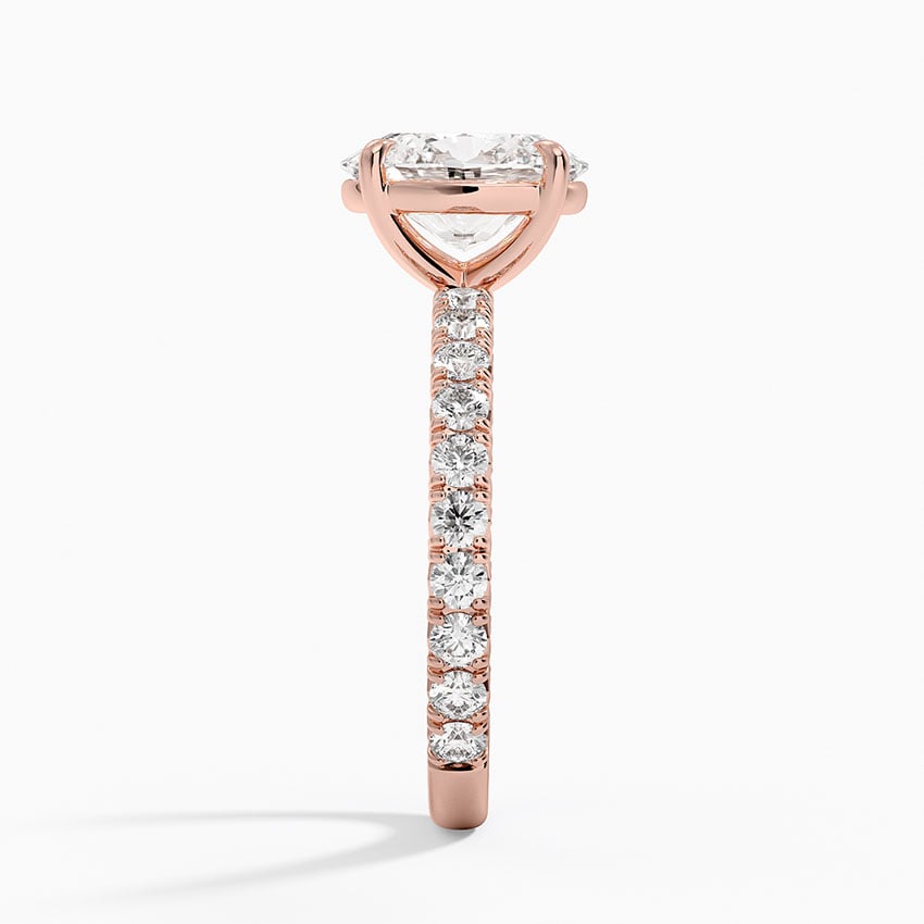 Oval Cut French Pavé Flush-Fit Moissanite Engagement Ring