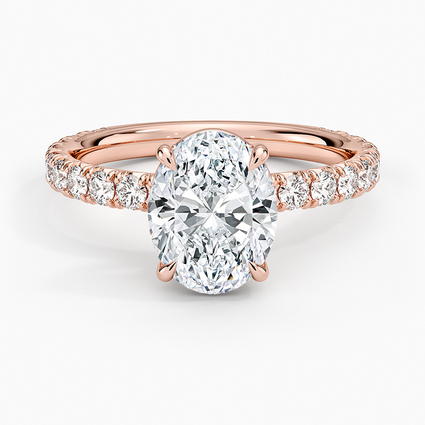 Oval Cut French Pavé Flush-Fit Moissanite Engagement Ring
