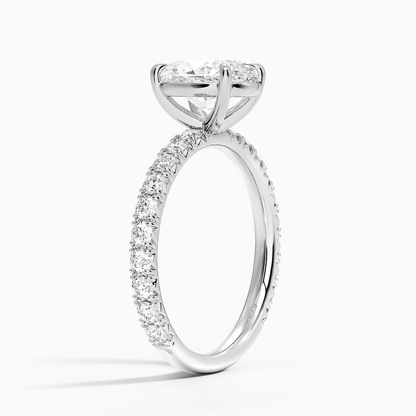 Oval Cut French Pavé Flush-Fit Moissanite Engagement Ring