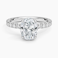 Oval Cut French Pavé Flush-Fit Moissanite Engagement Ring