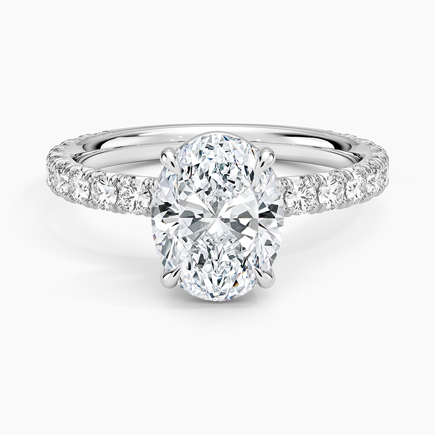 Oval Cut French Pavé Flush-Fit Moissanite Engagement Ring