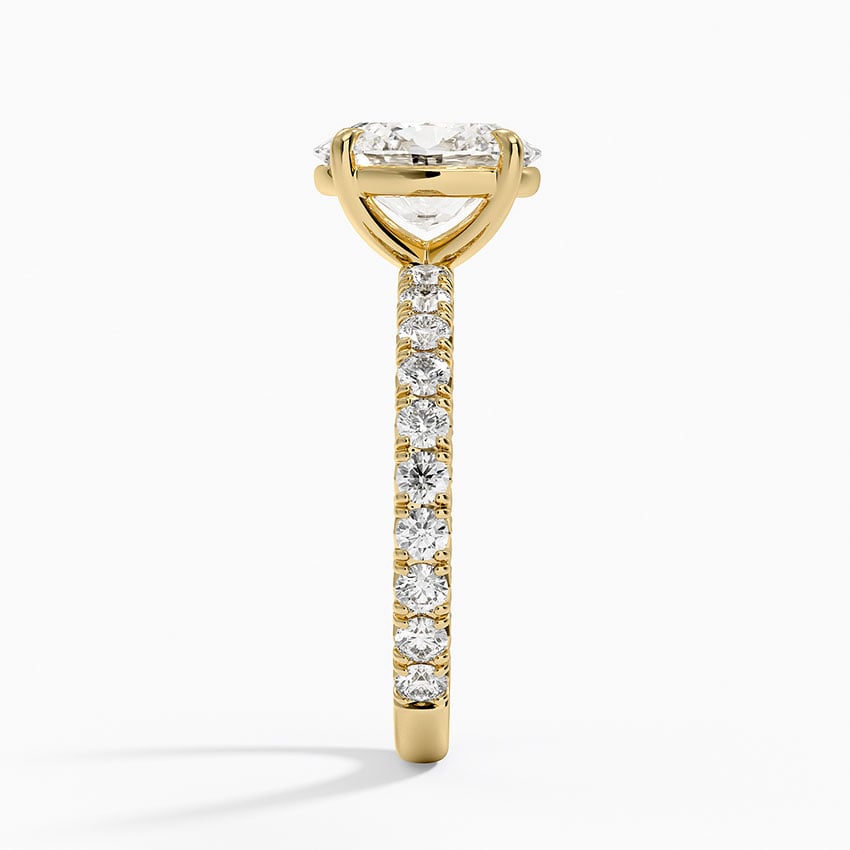 Oval Cut French Pavé Flush-Fit Moissanite Engagement Ring