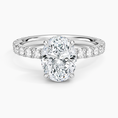 Oval Cut French Pavé Moissanite Engagement Ring with Hidden Halo