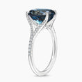 Load image into Gallery viewer, Oval Cut London Blue Topaz and Moissanite Split-Shank Cocktail Ring
