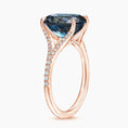Load image into Gallery viewer, Oval Cut London Blue Topaz and Moissanite Split-Shank Cocktail Ring
